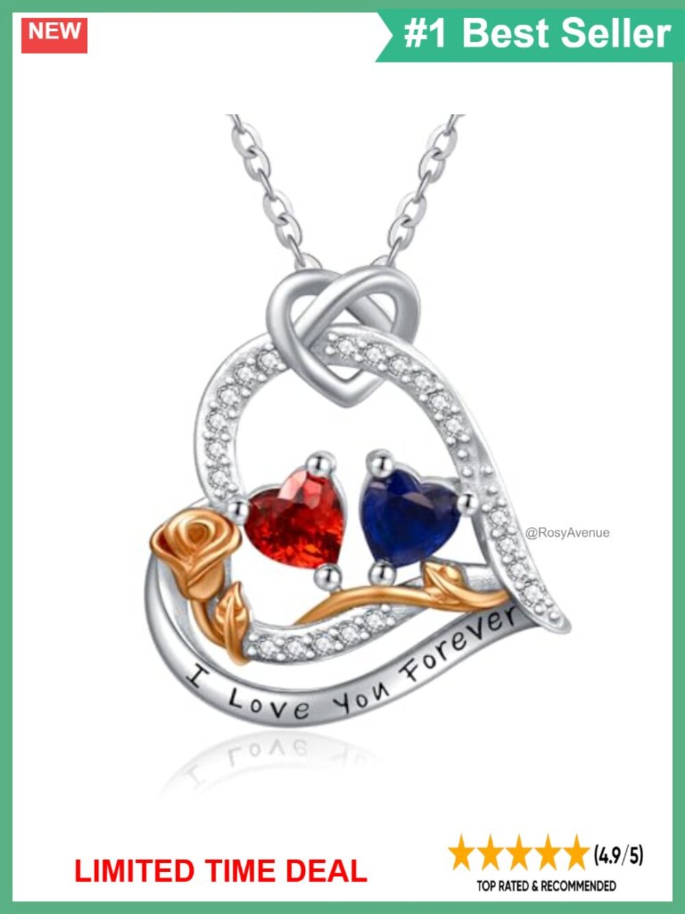 Sterling Silver Heart Sunflower Necklace Garnet Sapphire Birthstone Pendant